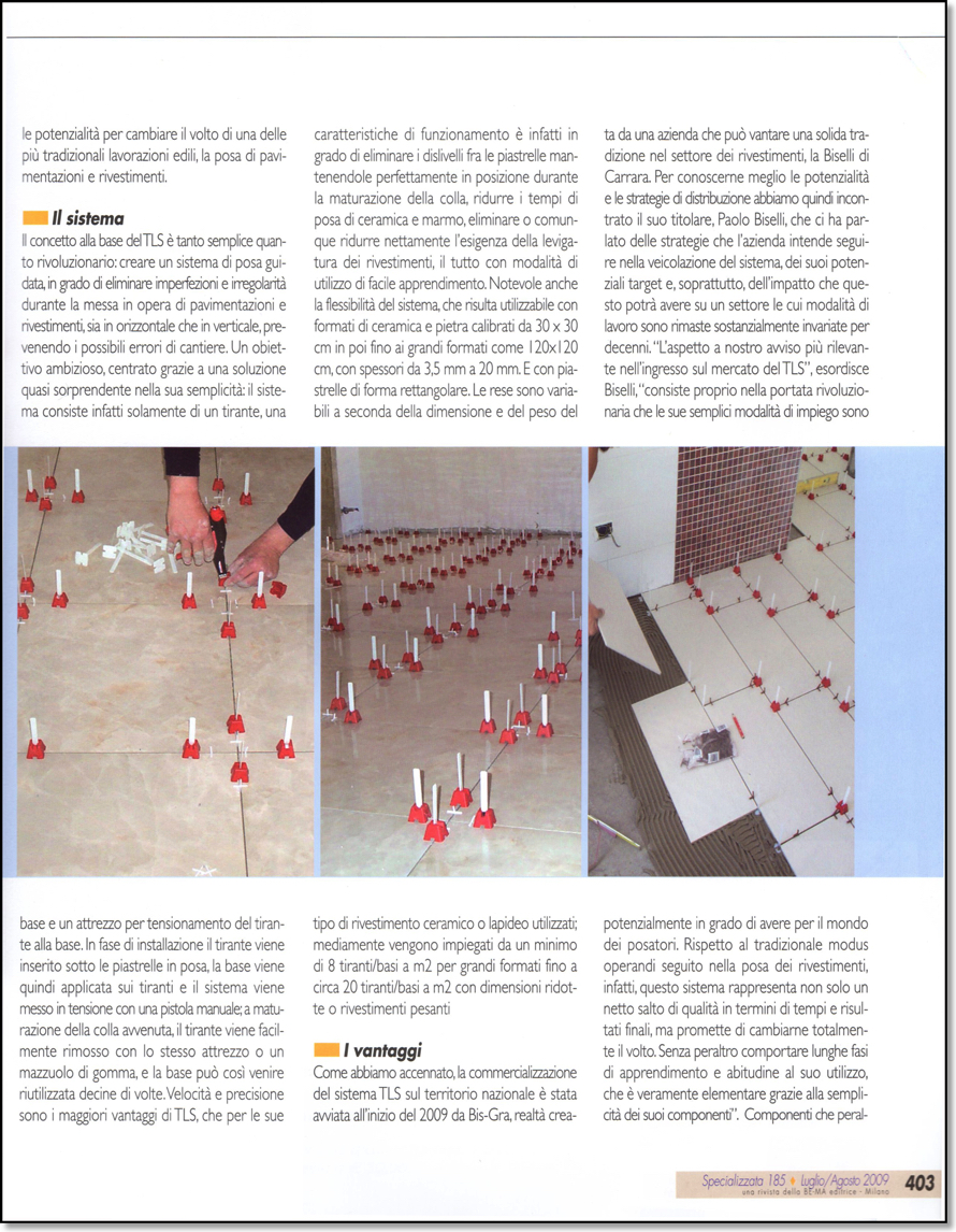Specializzata magazine, stone, tile, marble, lippage free, tuscan leveling system